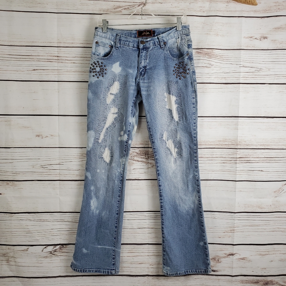 J-Star Jeans | Studded Destroyed Distressed Jeans - Picture 1 of 7